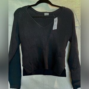 Abercrombie & Fitch Black Wide V Neck Knit Sweater - Soft Collection - XXS